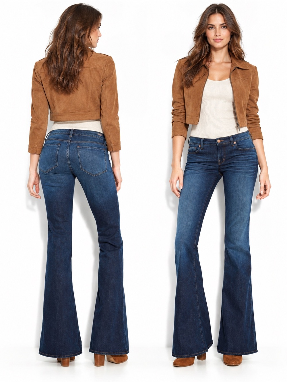 J BRAND Bell Bottom Flare Jeans Mid Rise Dark Wash Power Stretch Size 27 NWT